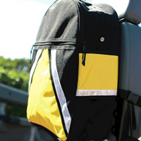 Visi-BAG mobility backpack with cane/crutch holder