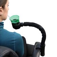 Third arm wheelchair cup holder